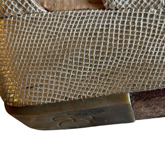 Donald Pliner Women Sandals Size 10 Dori Gold Front Zip Wedge Strappy Adjustable - Picture 10 of 11